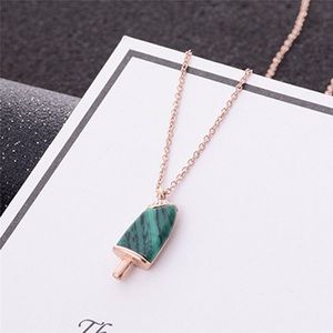 Ice cream necklace- green & rosegold with CZ